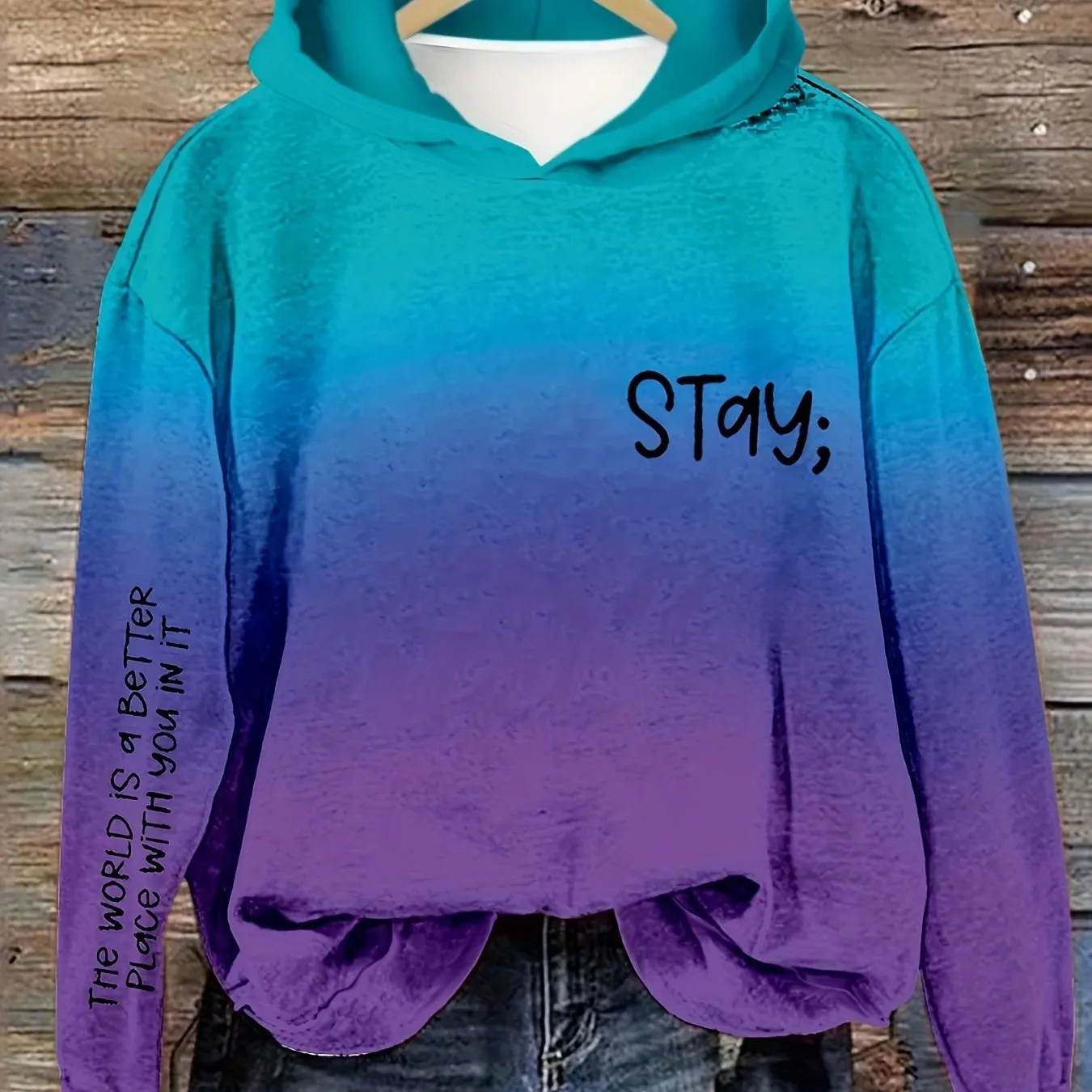 Womens Casual Alphabets Print Long Sleeve Hooded Pullover Sweatshirt - Soft Micro Elasticity Polyester Fabric, Regular Fit, Perfect for Spring and Fall Seasons - Random Letter Print Design, No Sheer, Knit Fabric Construction