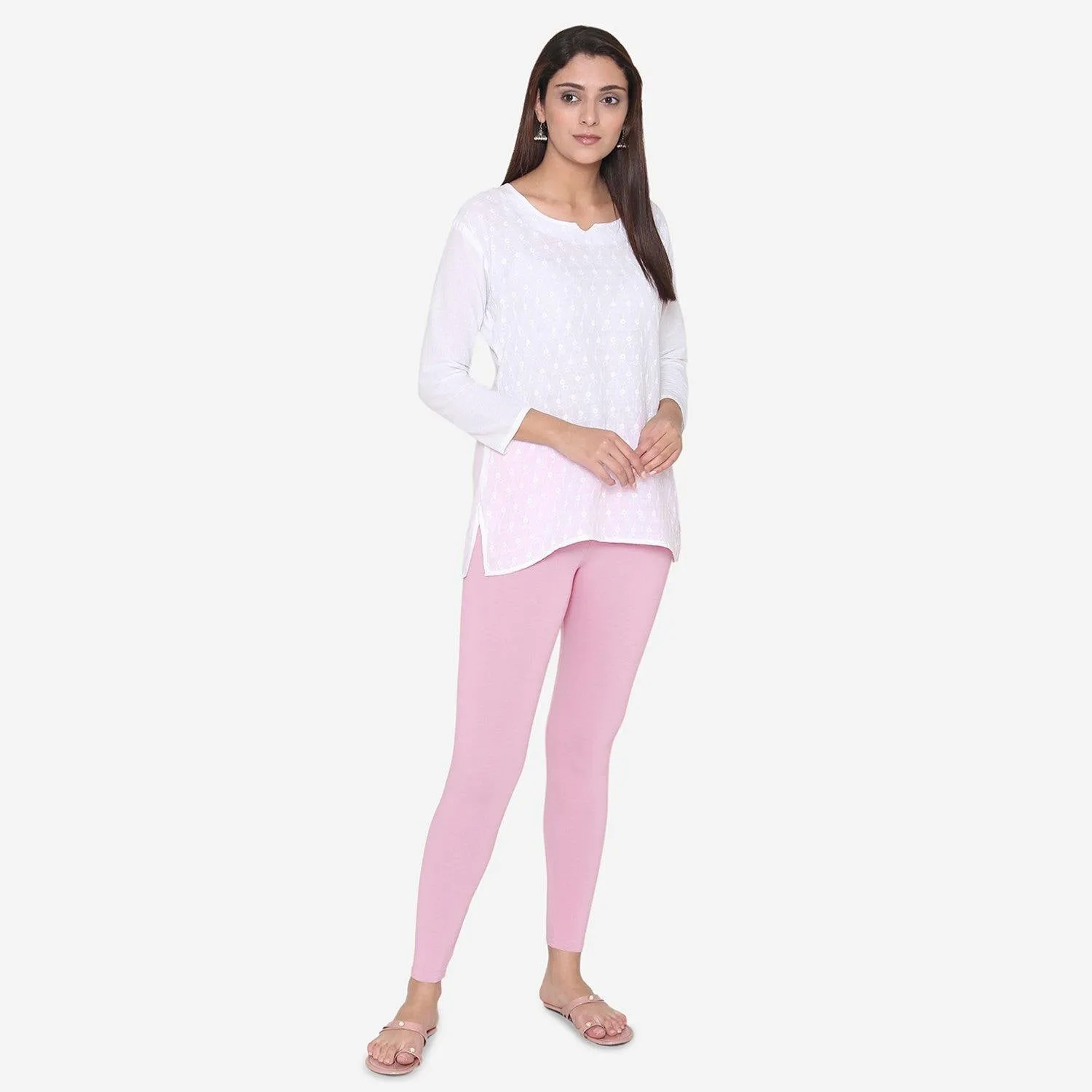 Women's Cotton Ankle leggings (Free Size) - Royal Pink