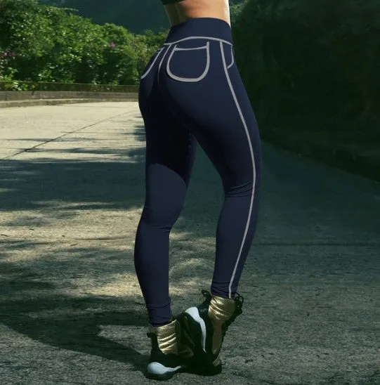 Women's Fitness Slim Hip Leggings With Pockets