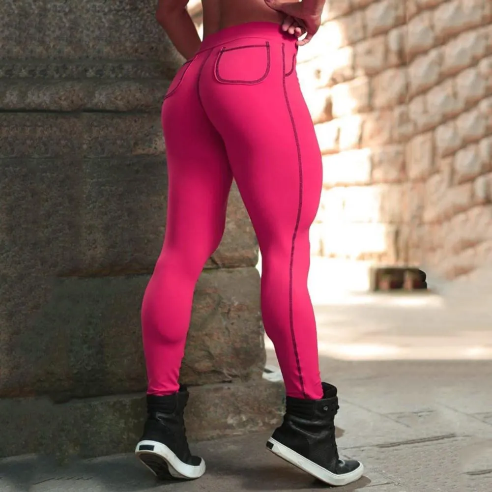 Women's Fitness Slim Hip Leggings With Pockets