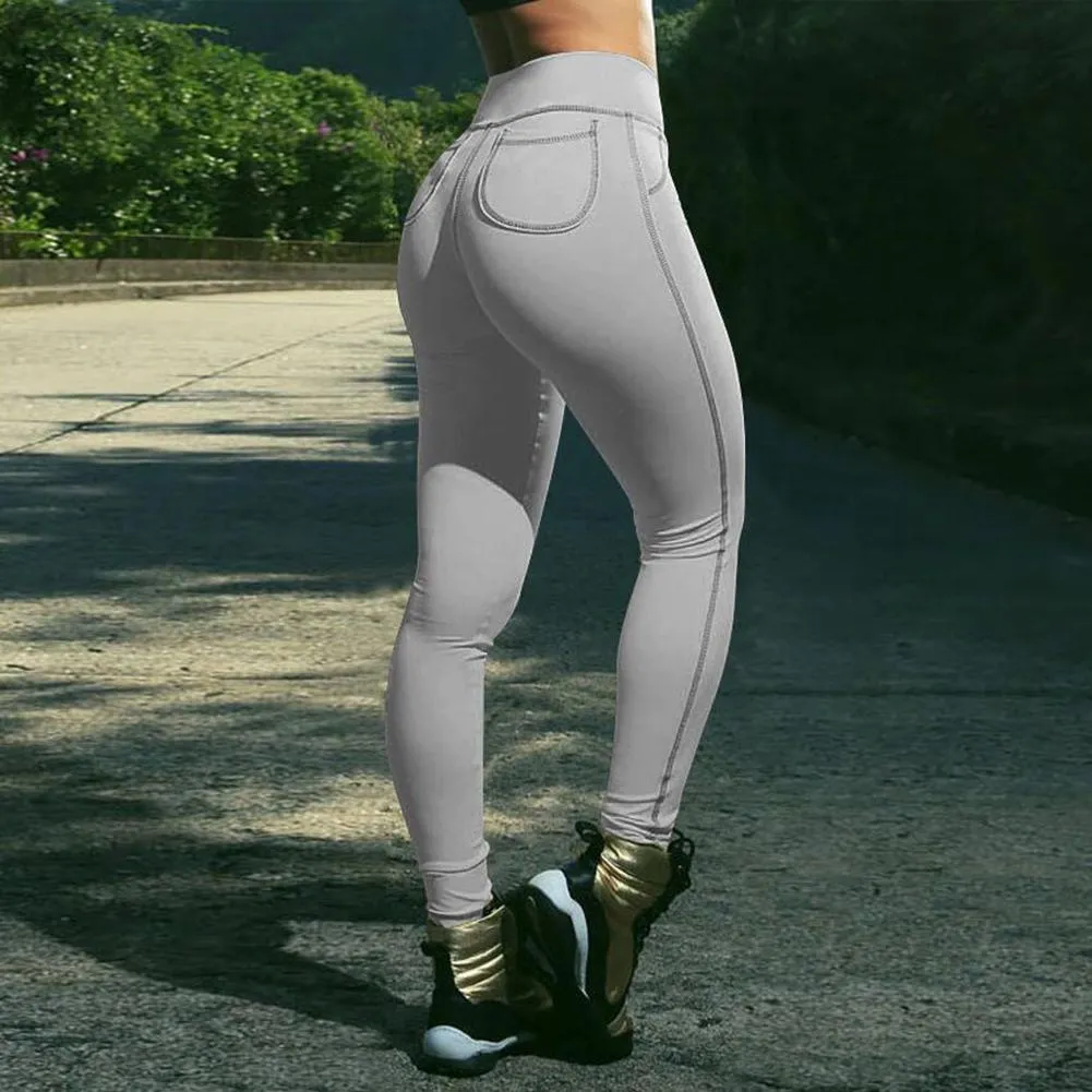 Women's Fitness Slim Hip Leggings With Pockets
