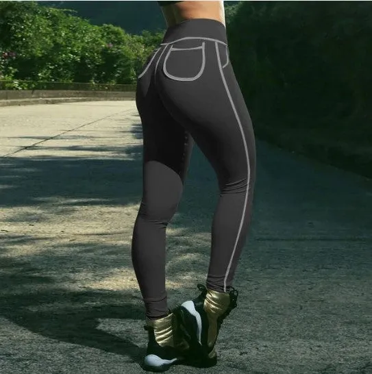 Women's Fitness Slim Hip Leggings With Pockets