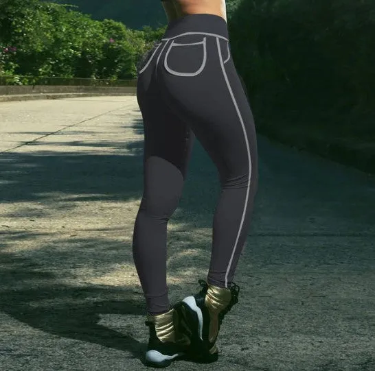 Women's Fitness Slim Hip Leggings With Pockets