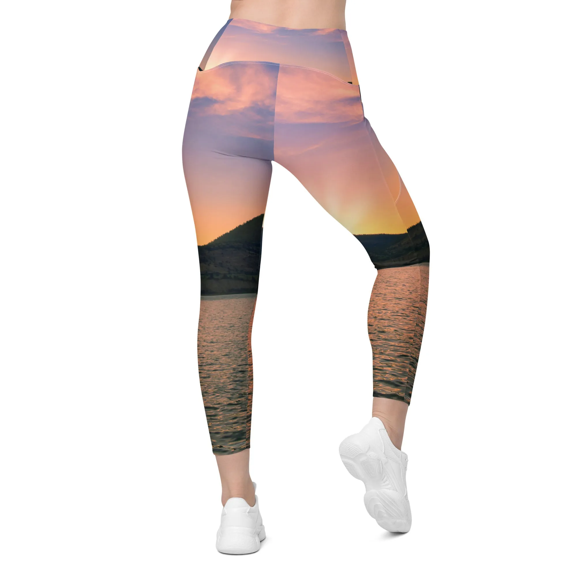 Women's Leggings with Pockets - Okanagan Lake Sunset