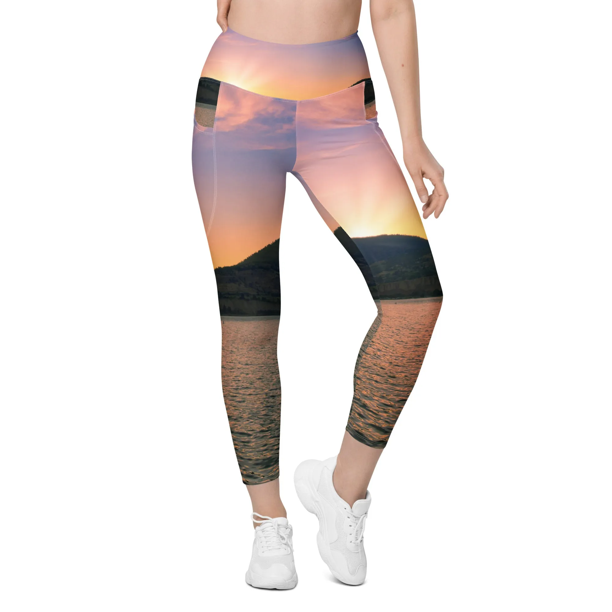 Women's Leggings with Pockets - Okanagan Lake Sunset