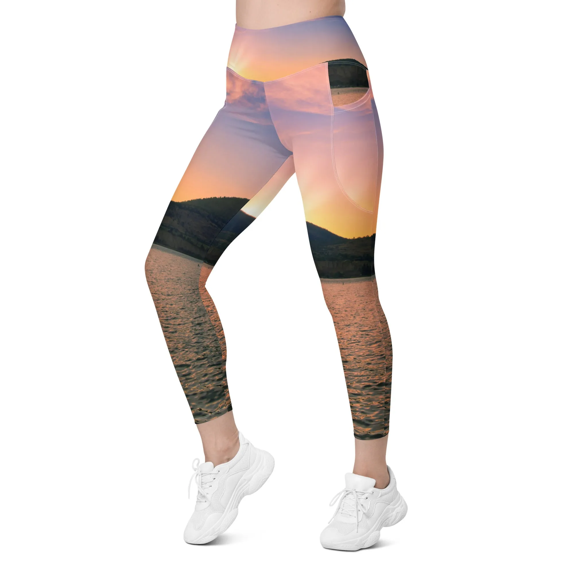 Women's Leggings with Pockets - Okanagan Lake Sunset