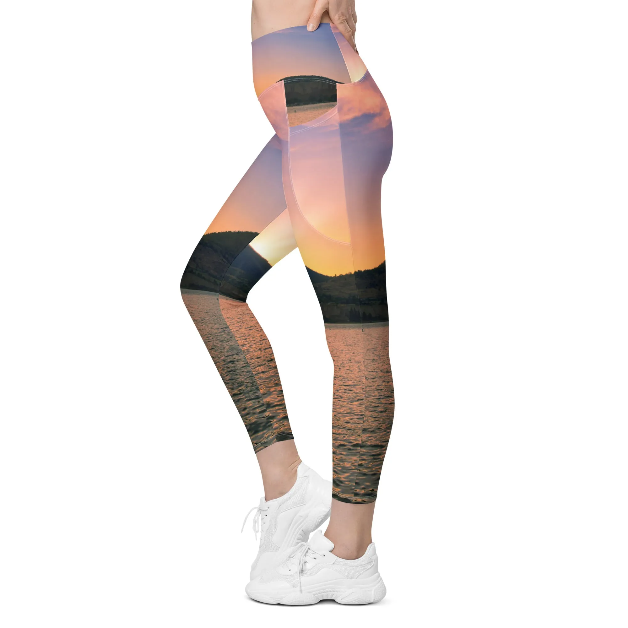 Women's Leggings with Pockets - Okanagan Lake Sunset