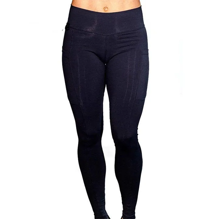 Women's Polyester Elastic Workout Leggings With Side Pockets