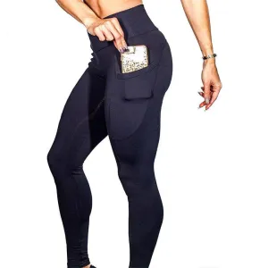 Women's Polyester Elastic Workout Leggings With Side Pockets