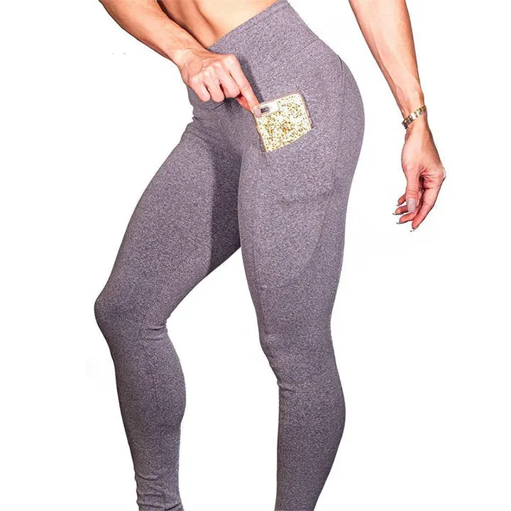 Women's Polyester Elastic Workout Leggings With Side Pockets