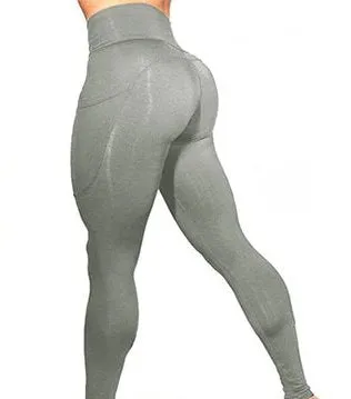 Women's Polyester Elastic Workout Leggings With Side Pockets
