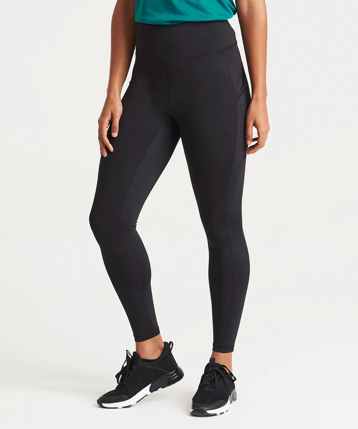 Womens recycled tech leggings | Jet Black