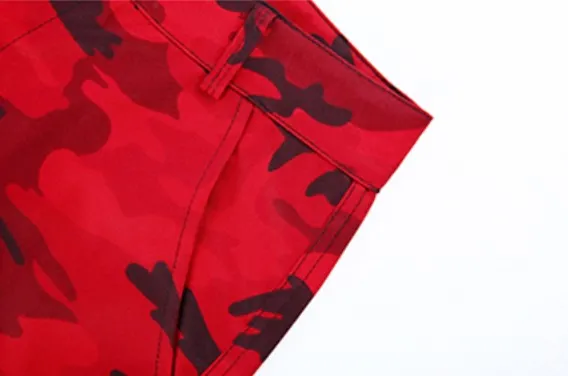 Women's Spring/Autumn Red Camouflage Cargo Pants