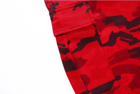 Women's Spring/Autumn Red Camouflage Cargo Pants