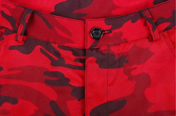 Women's Spring/Autumn Red Camouflage Cargo Pants