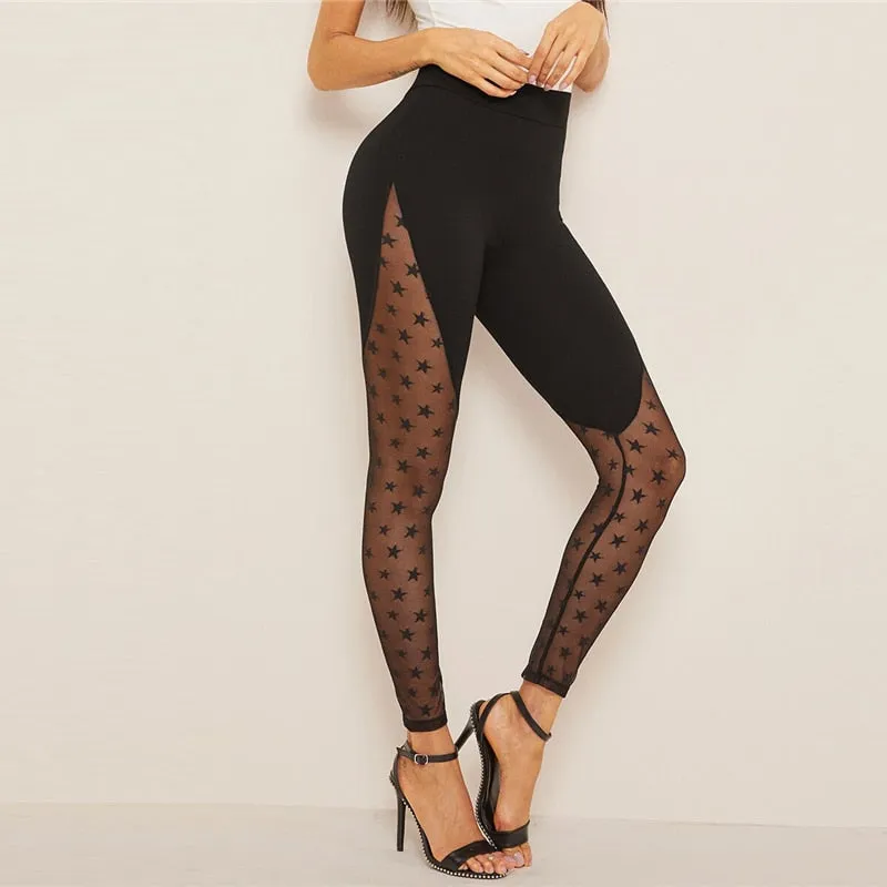 Women's Spring/Summer Mesh Panel Leggings