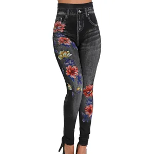 Women's Stretch Leggings With Floral Print