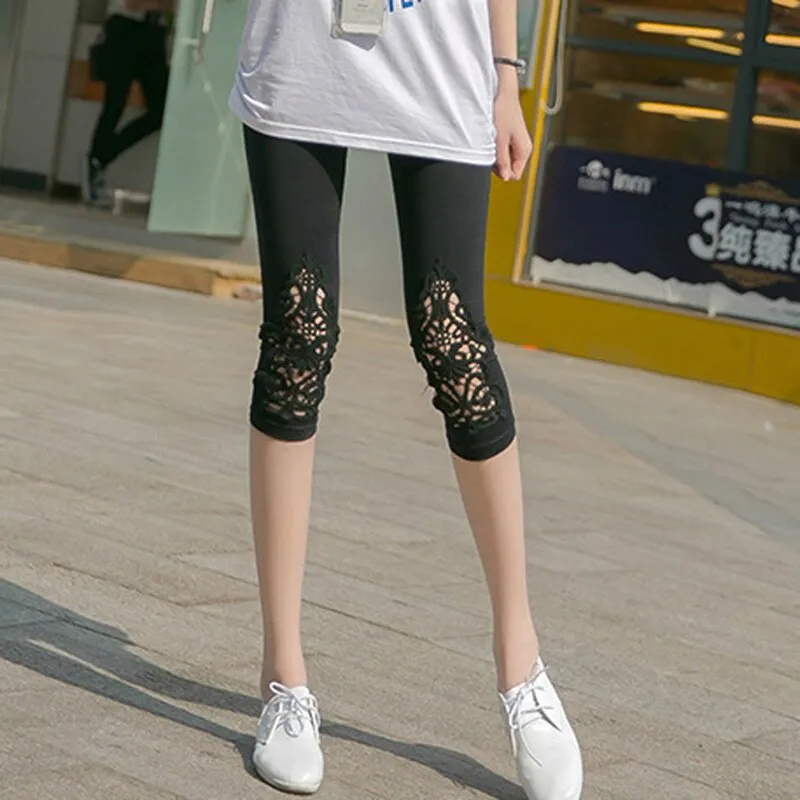 Women's Summer Casual Mid-Waist Elastic Cotton Leggings