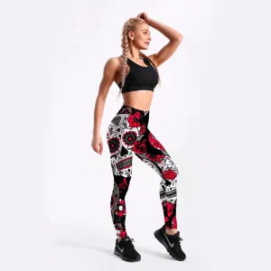 Women's Summer Stretchy Mid-Waist Leggings With Digital Prints