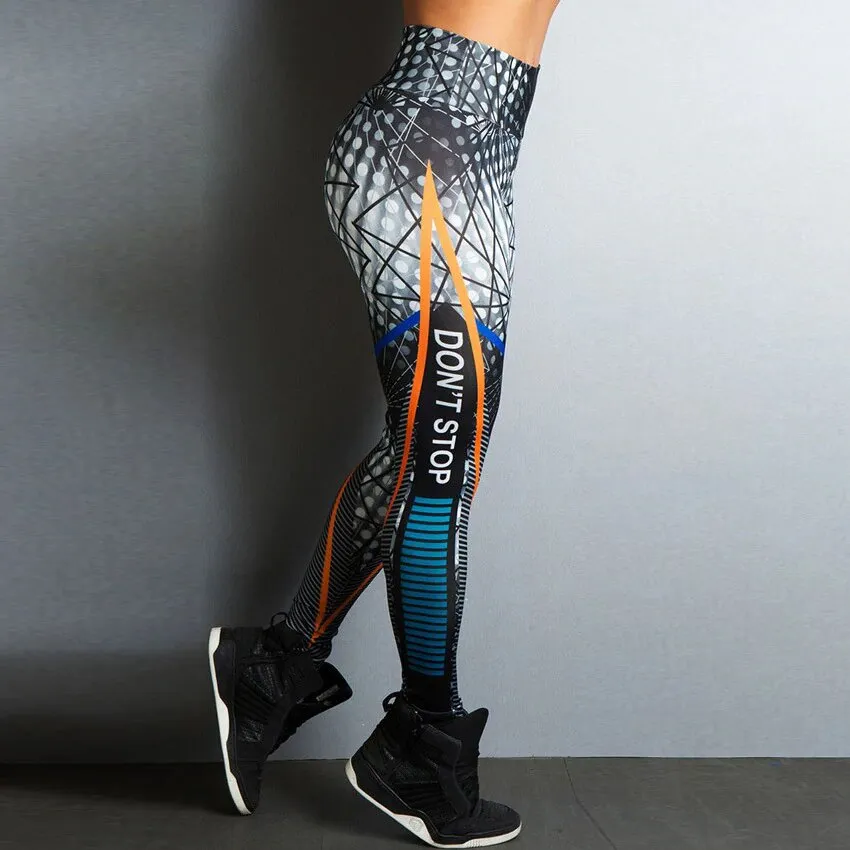 Women's Summer Workout Leggings With Geometric Pattern
