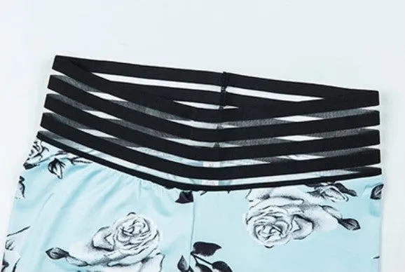 Women's Summer/Autumn High-Waist Fitness Leggings With Floral Print