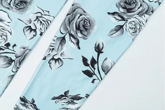 Women's Summer/Autumn High-Waist Fitness Leggings With Floral Print