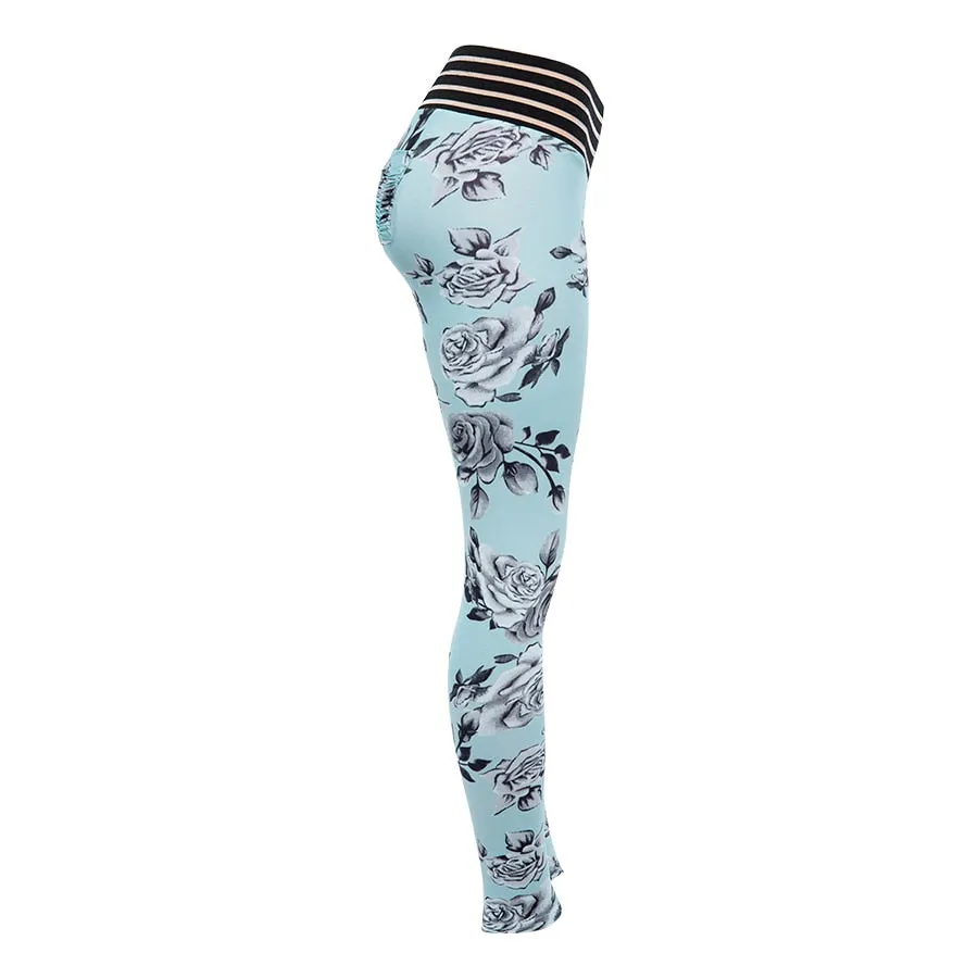 Women's Summer/Autumn High-Waist Fitness Leggings With Floral Print
