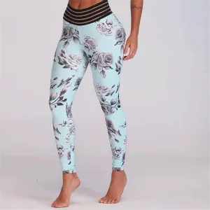 Women's Summer/Autumn High-Waist Fitness Leggings With Floral Print