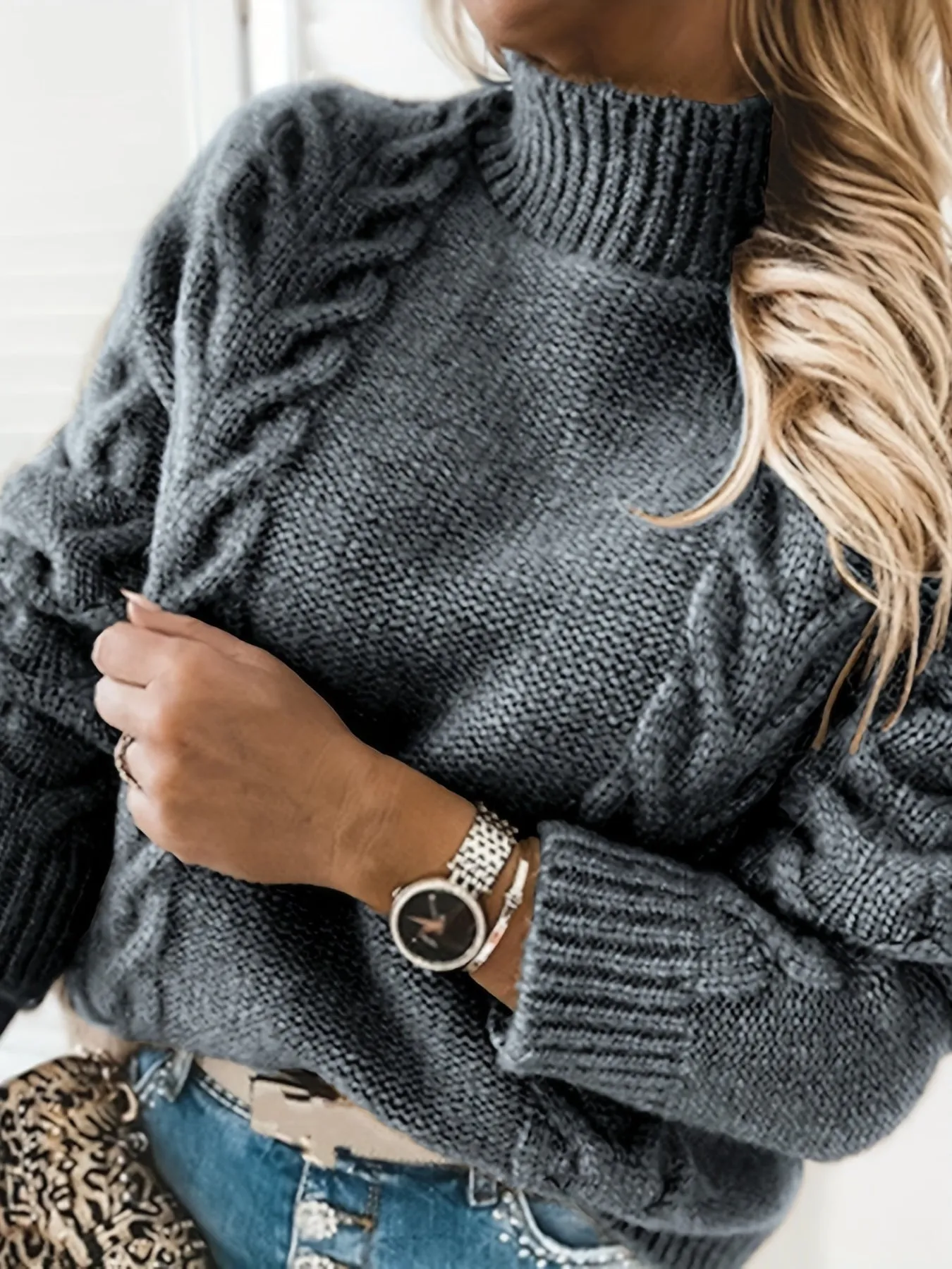 Women's WarmTwist Pattern Turtleneck Jumper | Ideal for Autumn/Winter