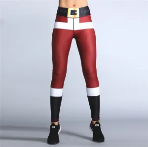 Women's Winter Elastic High Waist Breathable Leggings With Christmas Printing