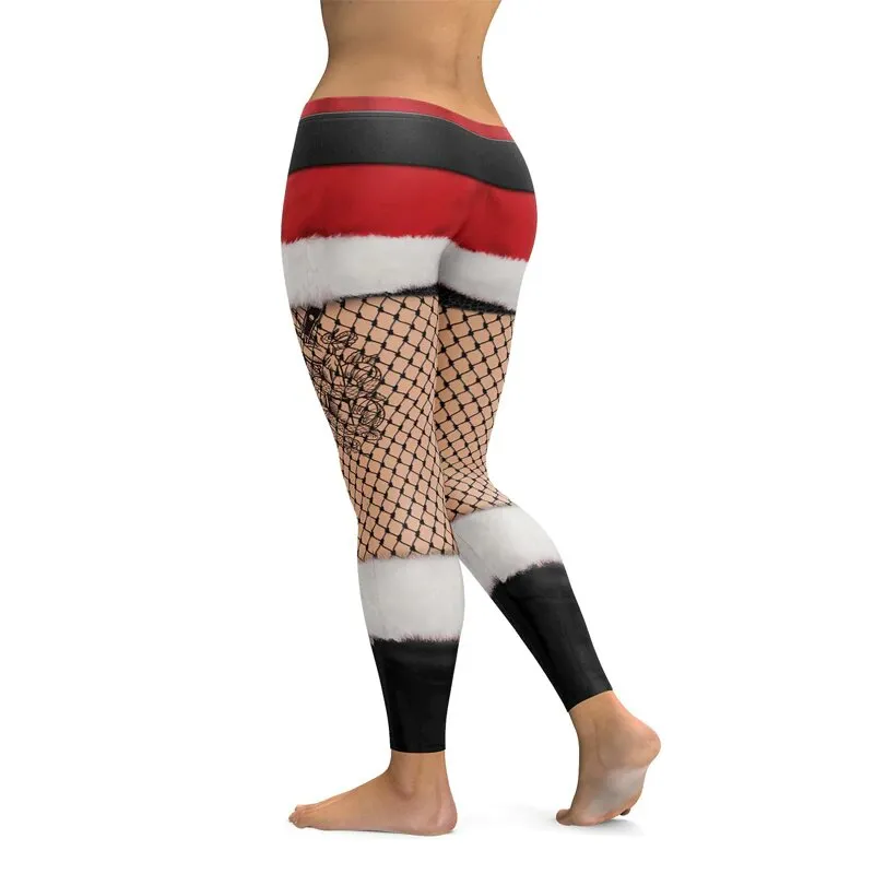 Women's Winter Elastic High Waist Breathable Leggings With Christmas Printing