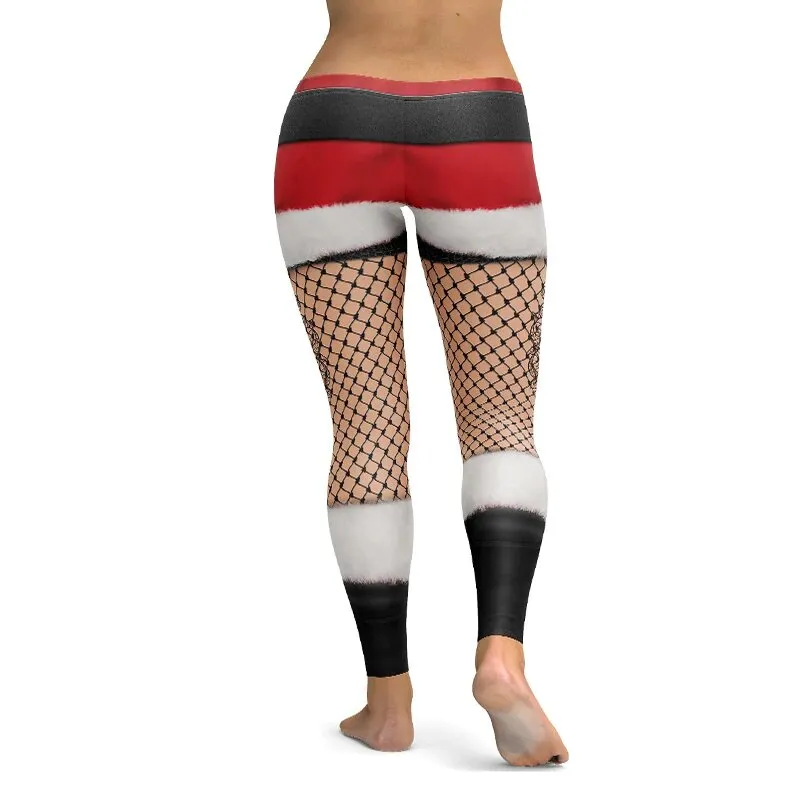 Women's Winter Elastic High Waist Breathable Leggings With Christmas Printing