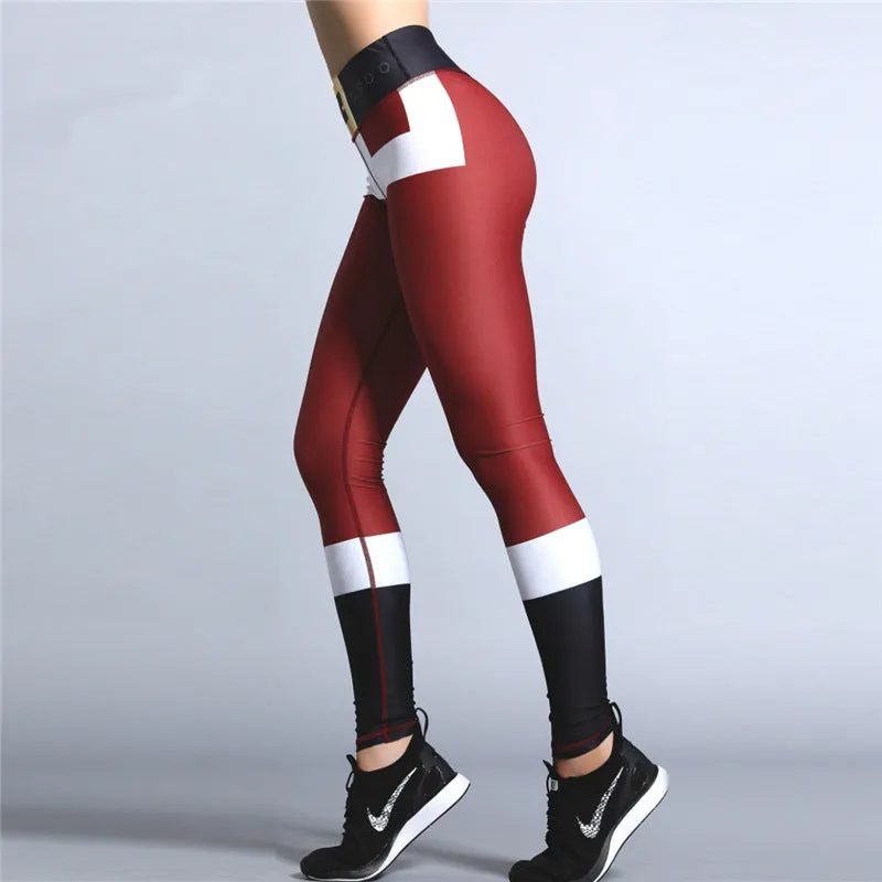 Women's Winter Elastic High Waist Breathable Leggings With Christmas Printing