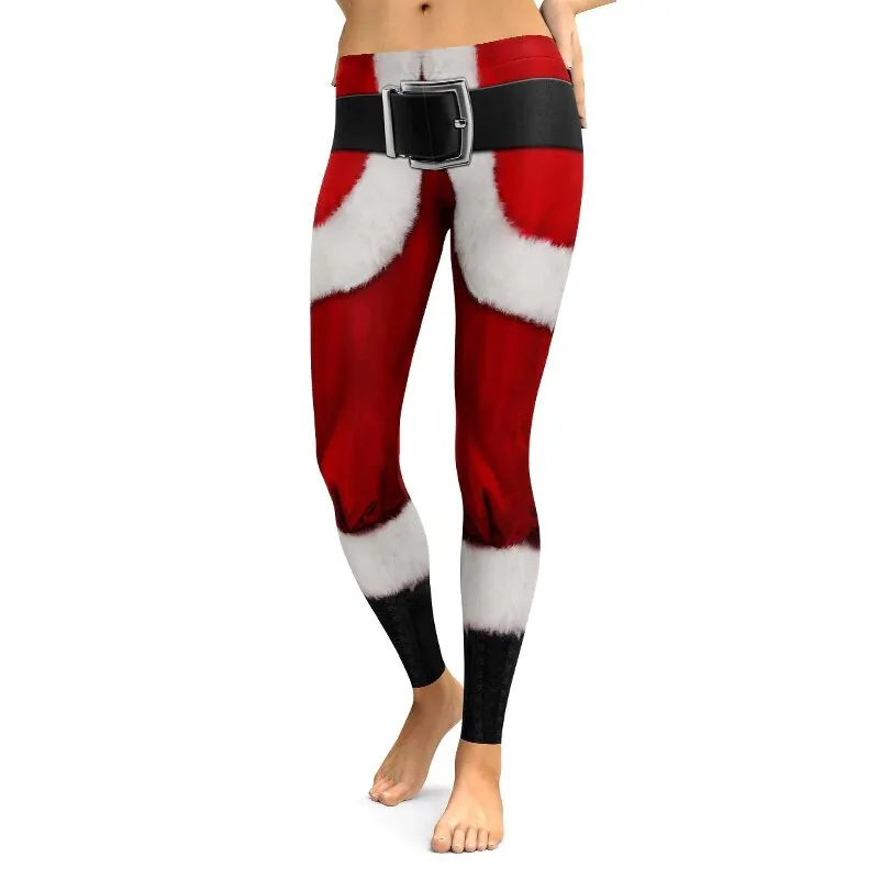 Women's Winter Elastic High Waist Breathable Leggings With Christmas Printing