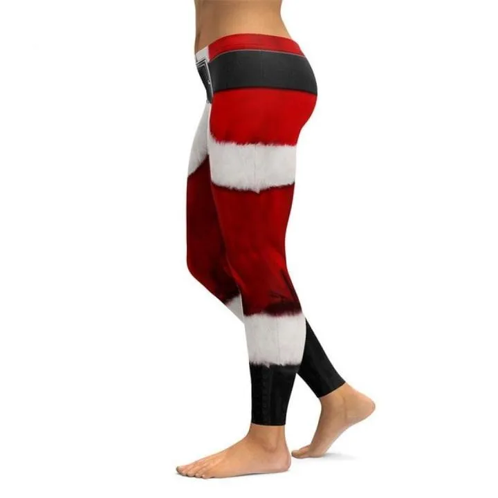 Women's Winter Elastic High Waist Breathable Leggings With Christmas Printing