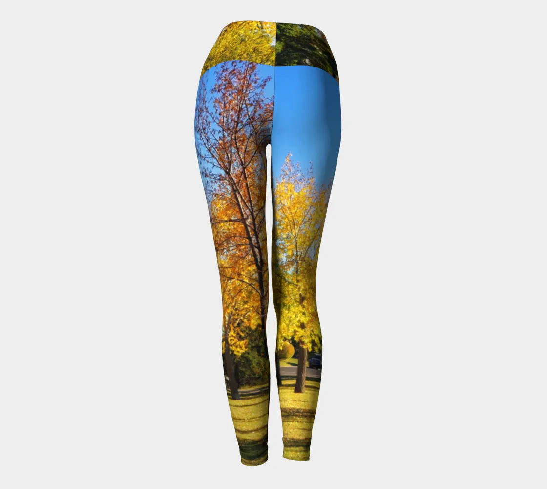 Women's Yoga Leggings - Calgary in the Fall