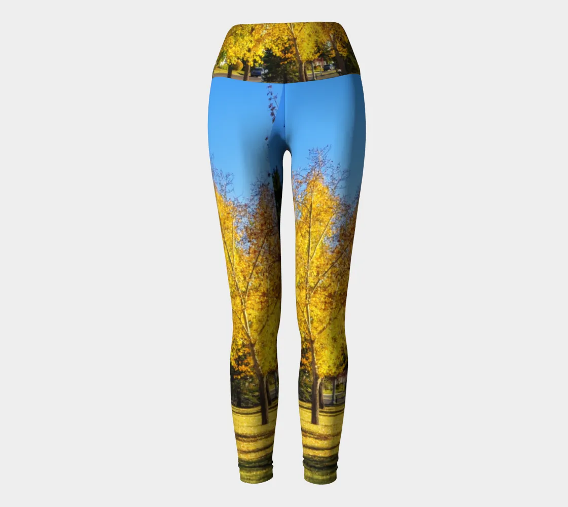 Women's Yoga Leggings - Calgary in the Fall